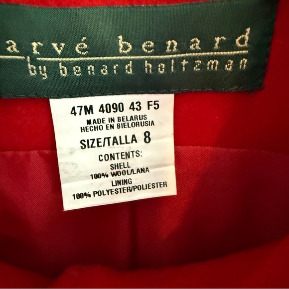 Harve Benard Red 100% Wool Coat, Size 8 - Picture 4 of 10